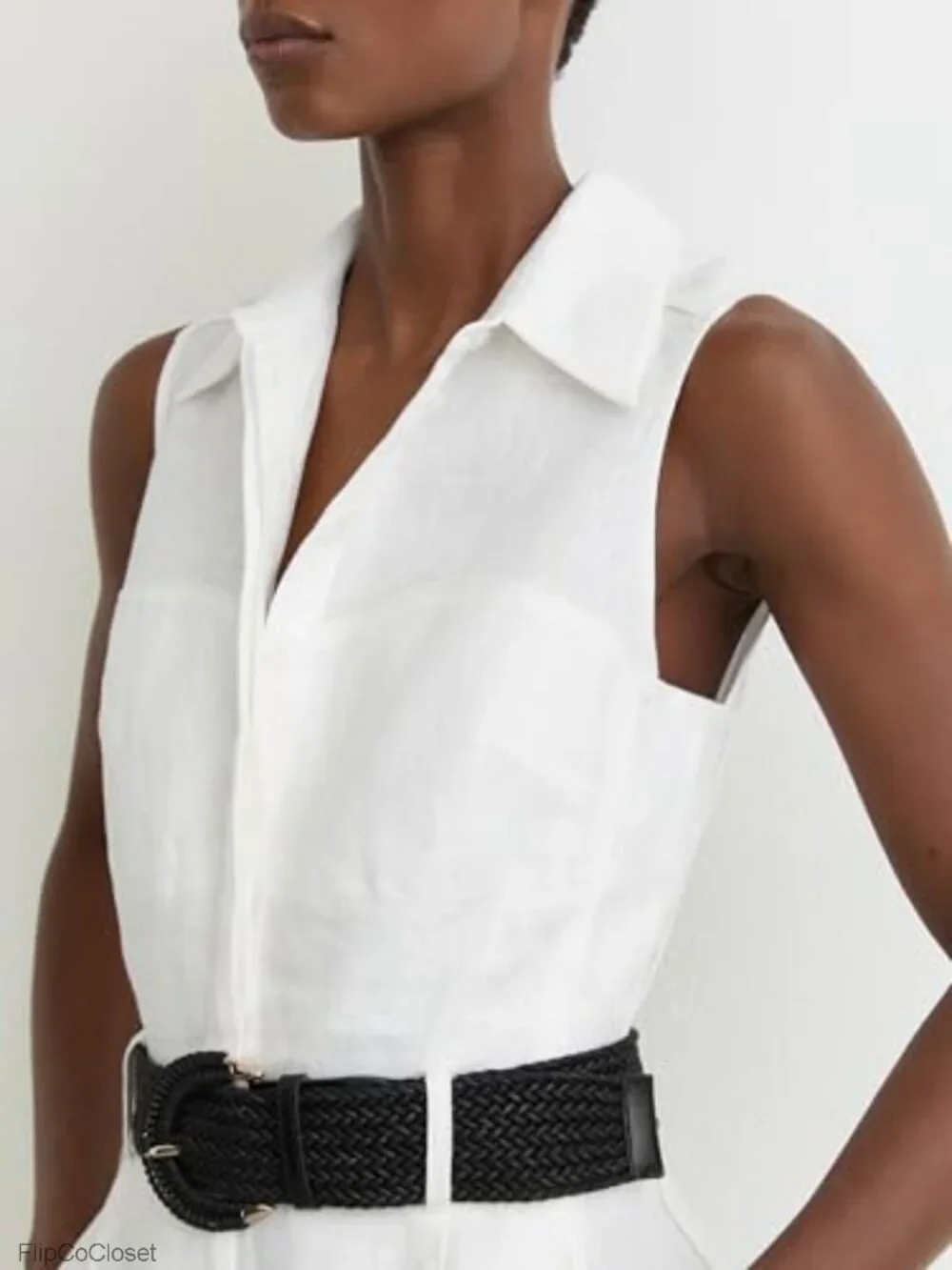 Linen Belted Playsuit Sleeveless Jumpsuit Loose Fit